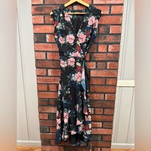 Yumi Kim Black Floral Wrap Dress